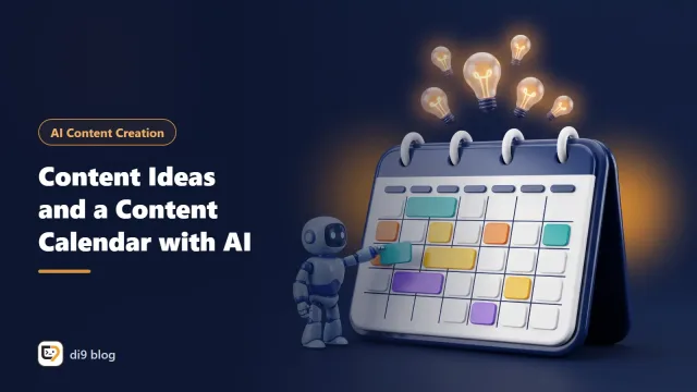 A content publishing calendar with topic cards grouped with AI help