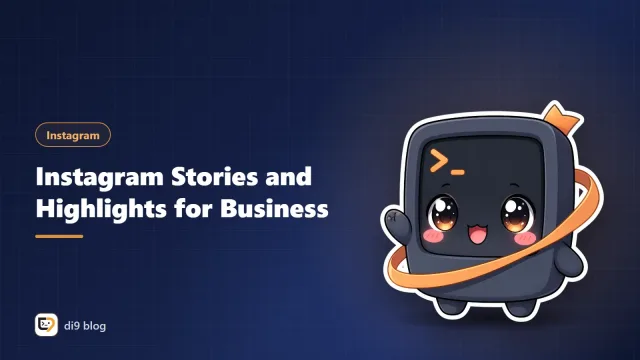 Several Instagram Story screens with stickers and Highlight circles under a bio