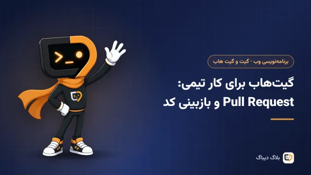 چند شاخه‌ی گیت که از طریق Pull Request و بازبینی به شاخه‌ی اصلی می‌رسند